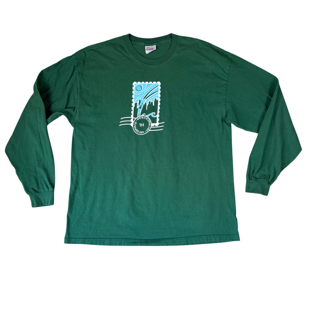 Vintage 2004 Hanes Beefy-T Manhattan Island Marathon Swim NYC Shirt Men XL Green